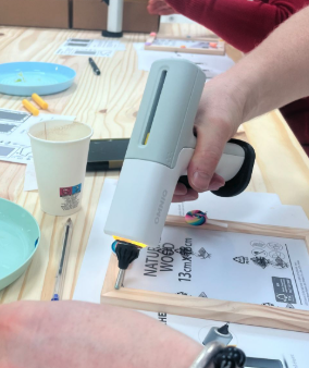Wireless Smart Glue Gun being tested during workshop